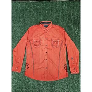 Roar Signature Deuce Men’s XL Orange Embroidered Button Front Shirt Club